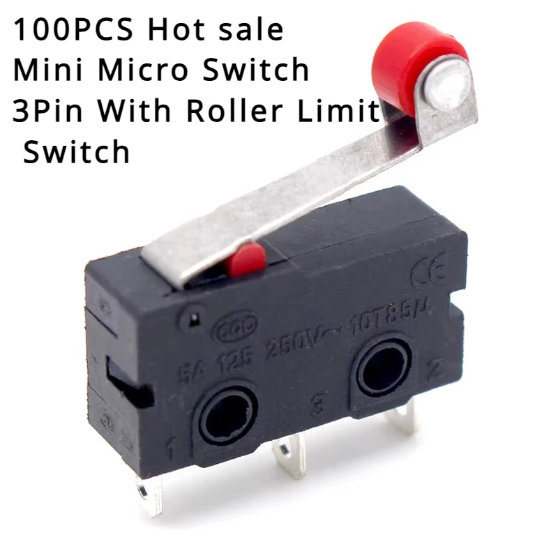 

100PCS Hot sale Mini Micro Switch 3Pin With Roller Limit Switch