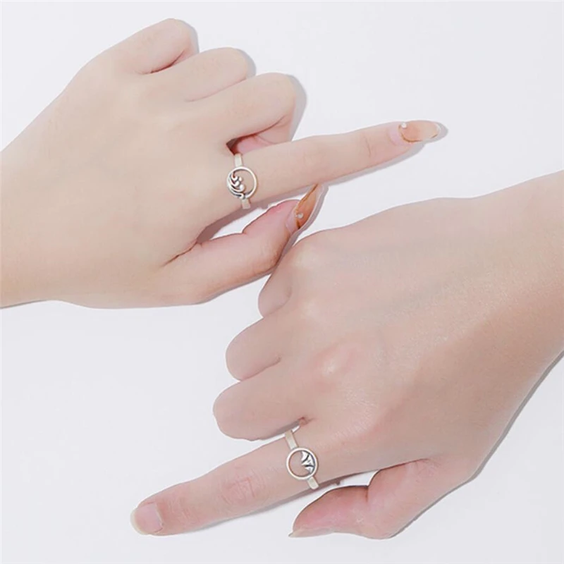 WYEAIIR 925 Sterling Silver Sweet Romantic Couple Gift Vow Mountain Wave Resizable Opening Ring For Women Luxury Jewelry