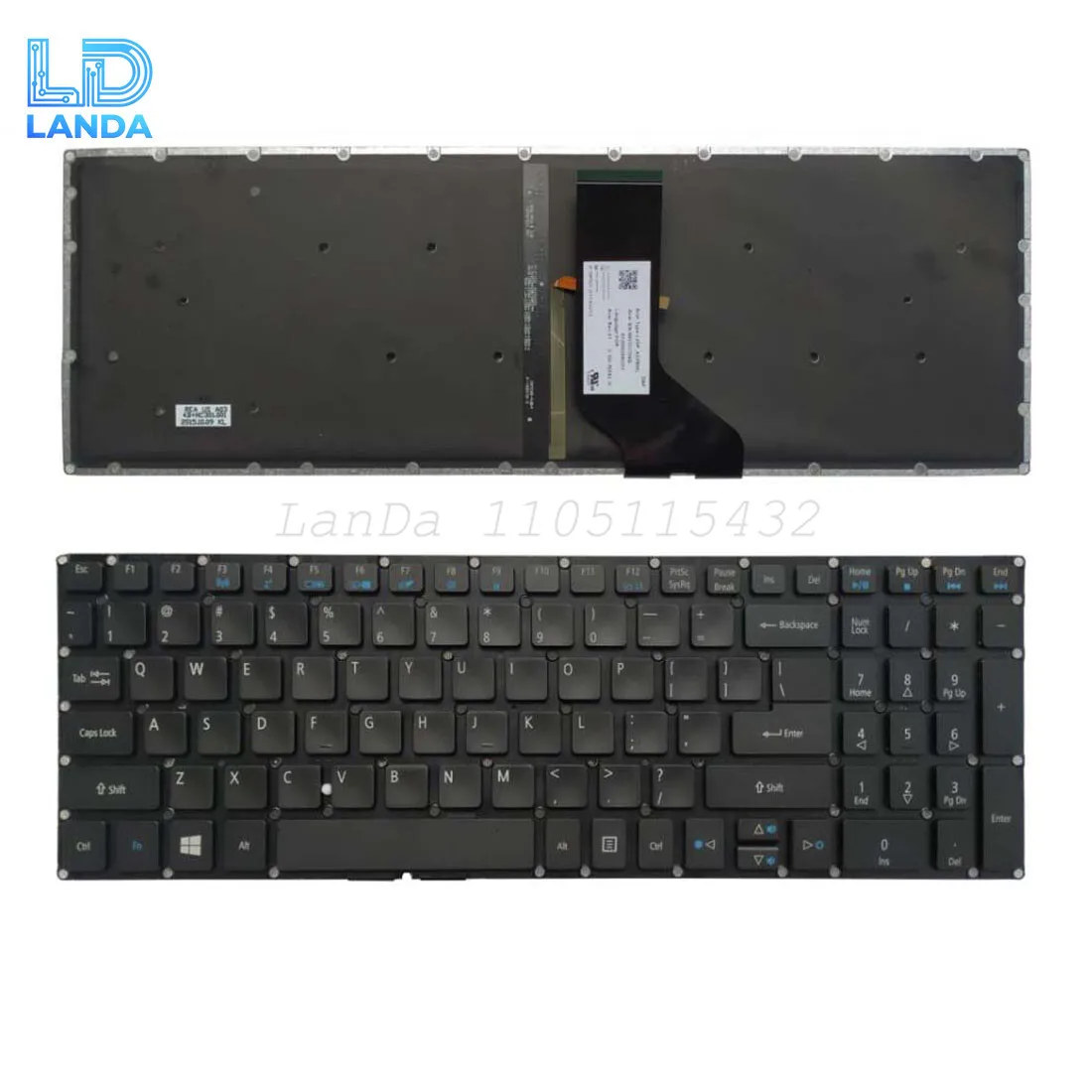 

US Keyboard For Acer Aspire R5-571 R5-571T N16P2 Backlit Laptop Black