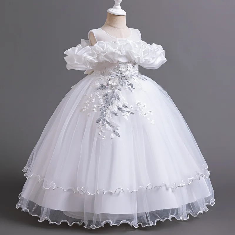 

Children's High-end Dress Shoulder Puffy Yarn Princess Dress Little Girl Wedding Banquet Piano Performance Dress