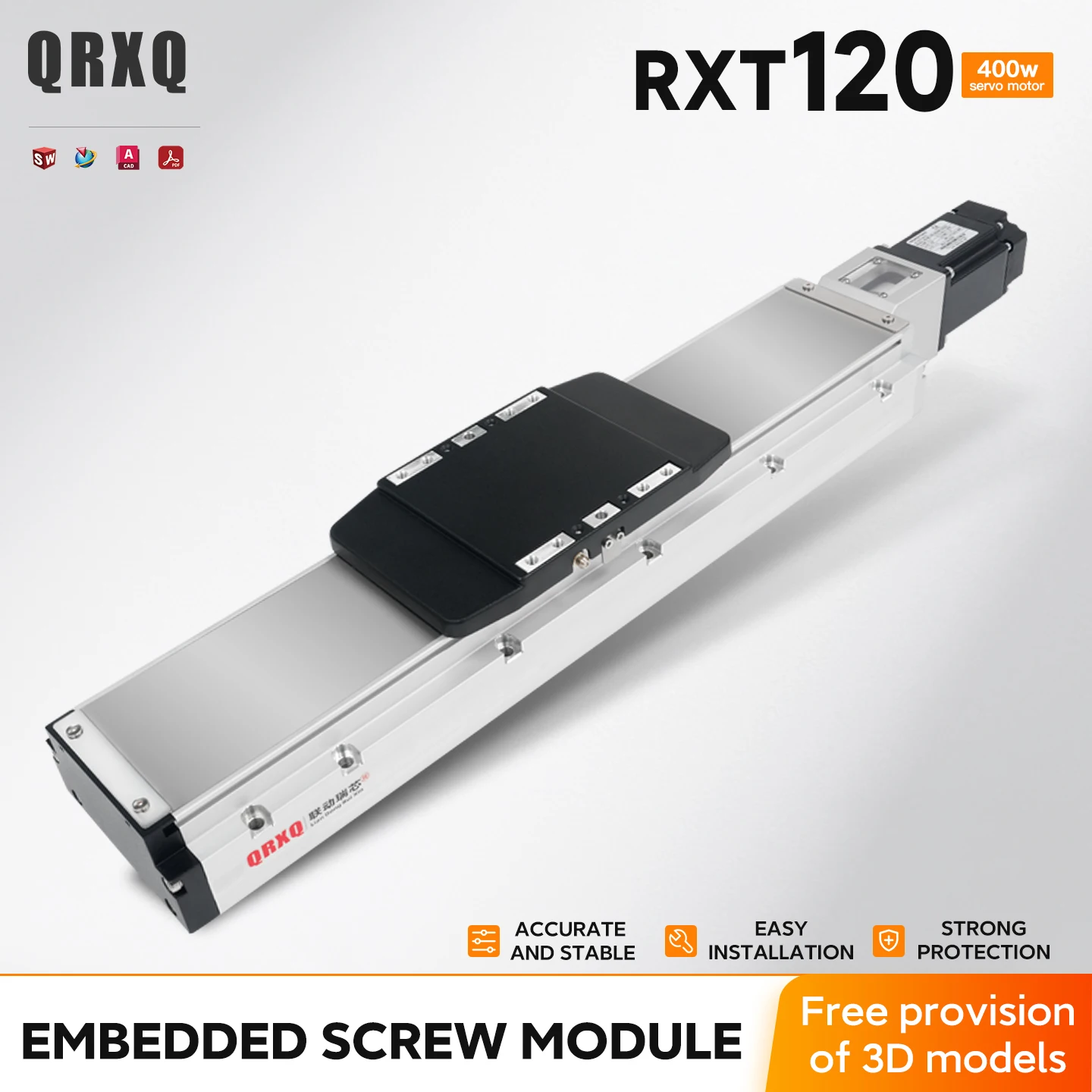 QRXQ RXT120 Heavy-Duty High-Precision Fully Enclosed Ball Screw Module CNC Automation Module Operation