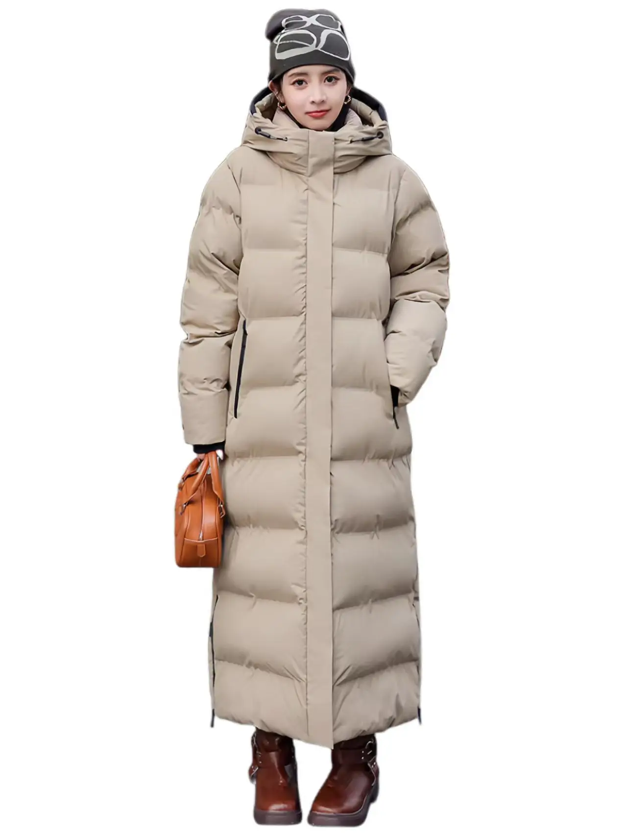 Hooded Long Down Jacket, European Thickened Mid Length Knee Length Warm Jacket, Women\'s New Winter 2023