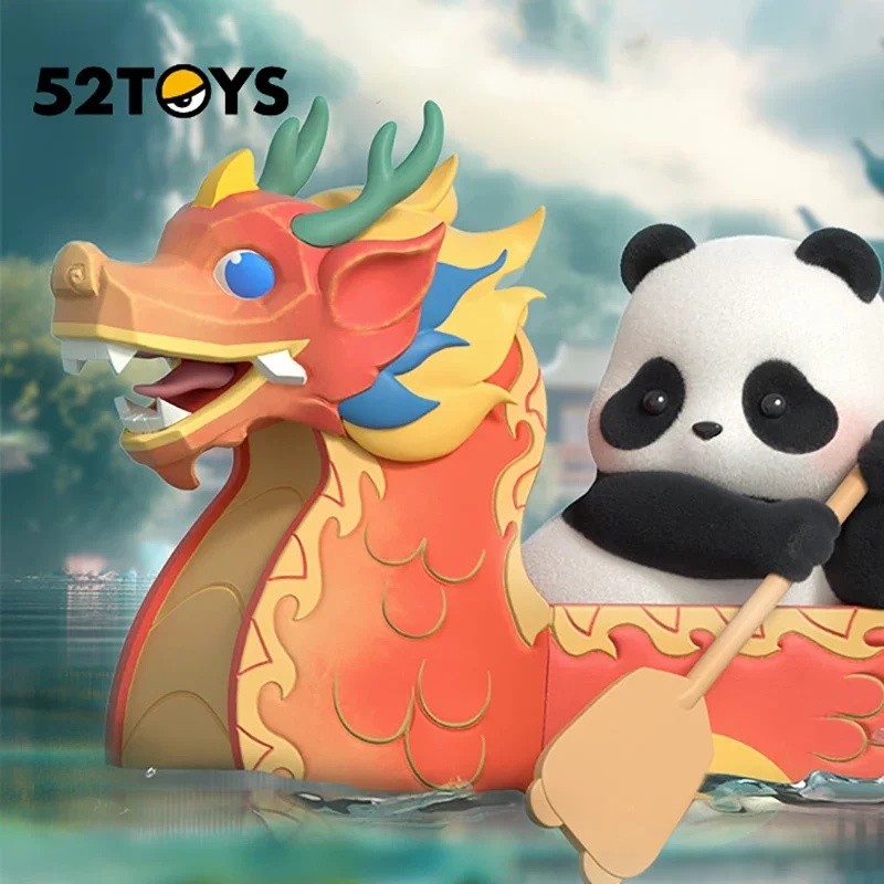 

52Toys Panda Roll Boat Along The River Dragon Boat Festival Series Blind Box Toys Kawaii Anime Action Figure Surprise Mystery
