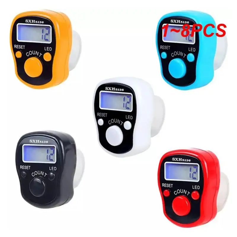 1~8PCS Finger Counter w/ Compass Islamic Tasbih Bead 5 Digital LED Electronic Handheld Tally Counter Clicker  counter ring