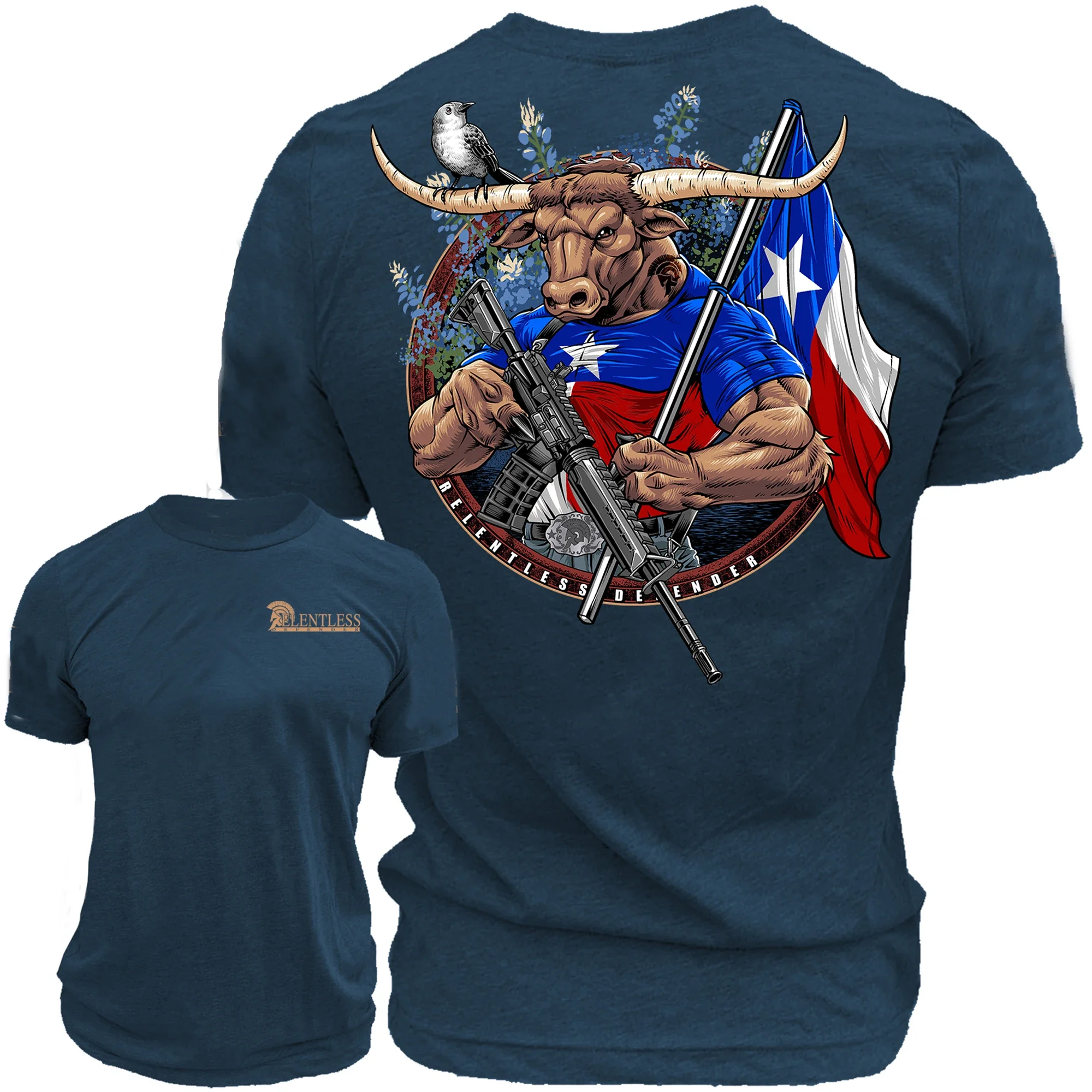 Creative Design Bull Warriors Texas Relentless Defender T-Shirt. Summer Cotton Short Sleeve O-Neck Men's T Shirt New S-3XL