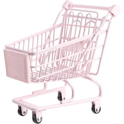 Mini Supermarket Shopping Trolley Cart Kids Shopping Cart Toys Small Grocery Cart Desktop Model Children's Toys Dollhouse Decor