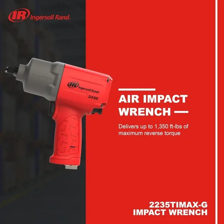 

Good Ingersoll Rand 2235TiMAX-R 1/2" Drive Air Impact Wrench, Lightweight 4.6 lb Design, Powerful Torque Output up to 1,350 ft-l