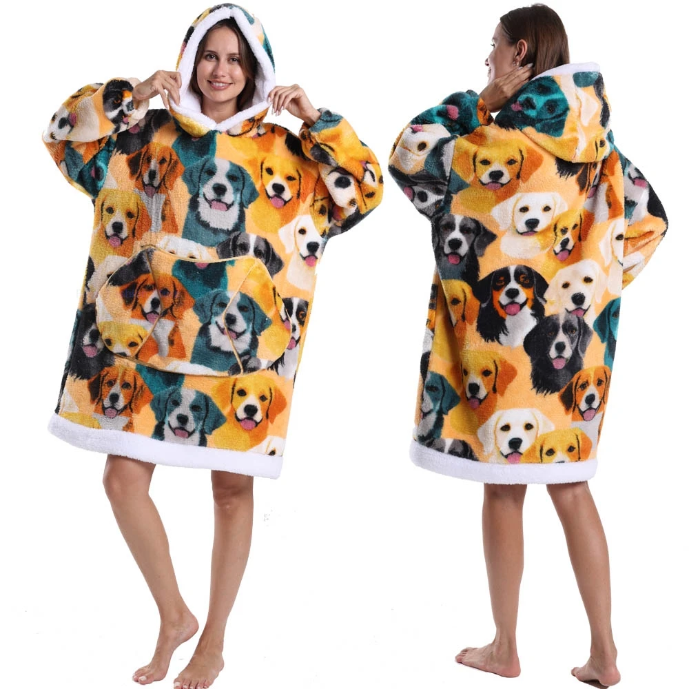 السيدات رجل كبير الأبعاد الحيوان تصميم هالوين دور اللعب مقنعين البلوز الدافئة لينة عيد الميلاد الشتاء التلفزيون بطانية #4