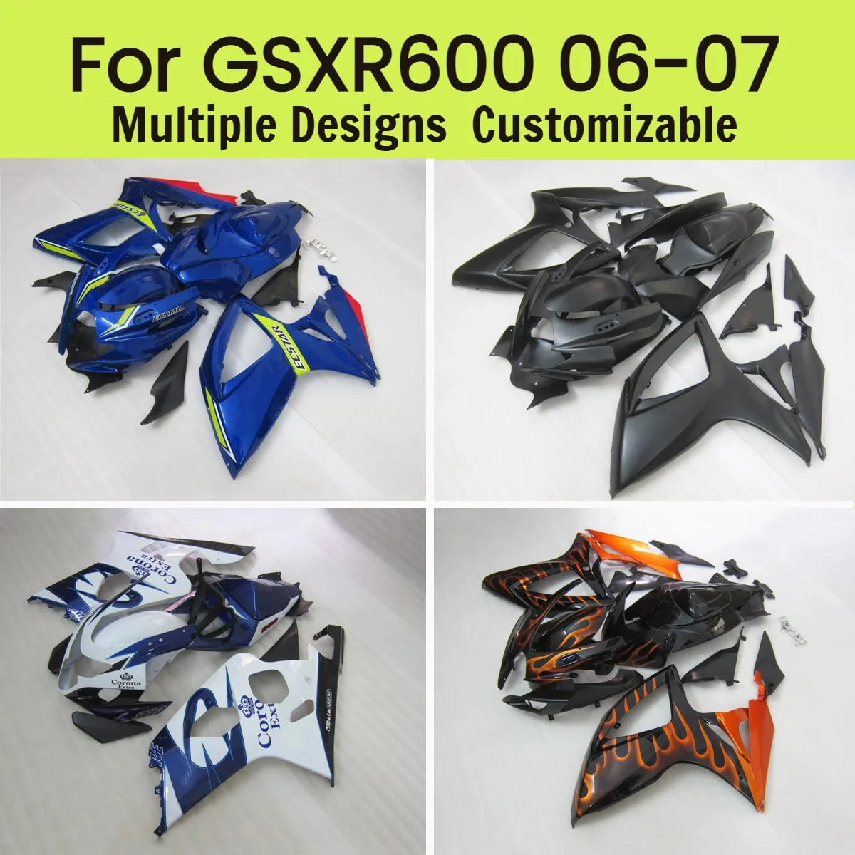 

New Style Fairings GSXR600 GSXR750 2006 2007 Injection Bodywork ABS Motorcycle Fairing Kit Fit for GSXR 600 750 06 07