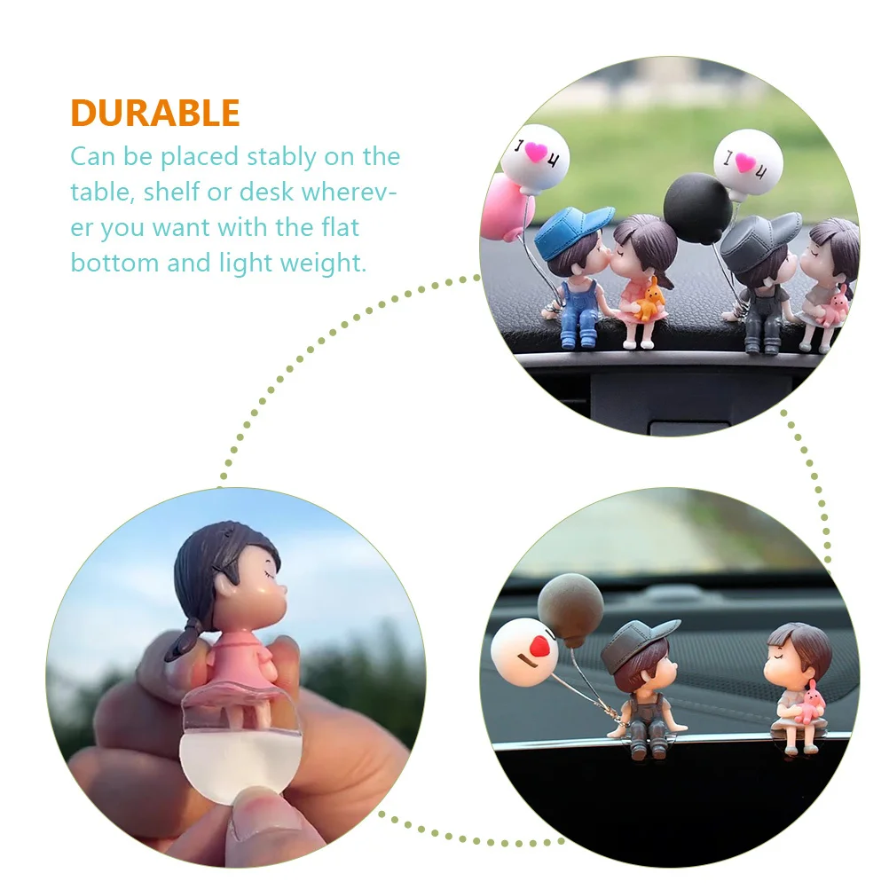 

2Pairs Plastic Couple Crafts Romantic Car Dashboard Ornaments for Birthday Wedding Mother Father Day Present Couple Figurines