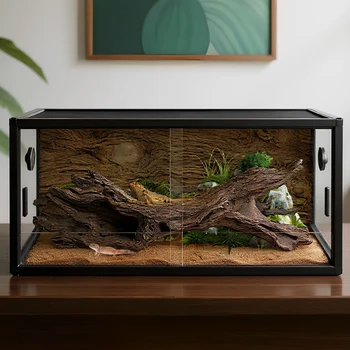 Reptile Breeding Box Detachable Reptile Landscaping Container with Ventilation Plant Gecko Ecological Tank for Easy Maintenance