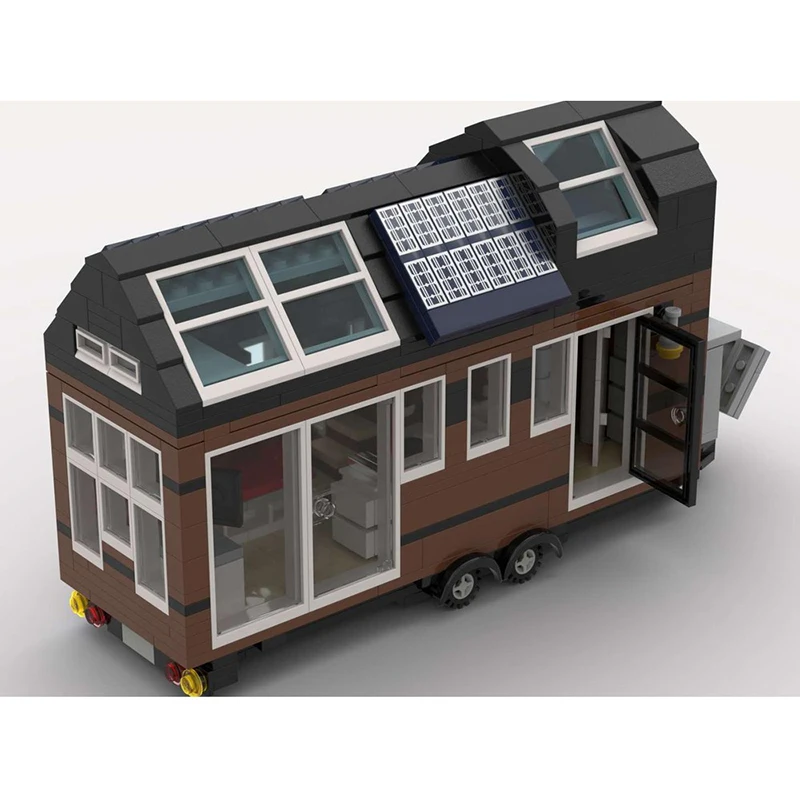 도시 스트리트 뷰 모델 Moc 빌딩 블록 바퀴에 작은 집 1-3 모델 기술 모델 벽돌 DIY 조립 휴일 장난감 선물