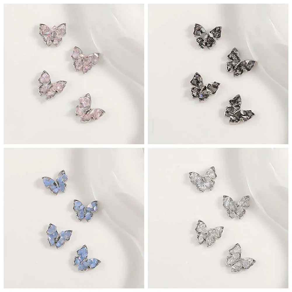 4Pcs/set Nail Art Supplies Butterfly Nail Decorations DIY Nail Art Drills Alloy Nail Charms Butterfly Nail Accessories