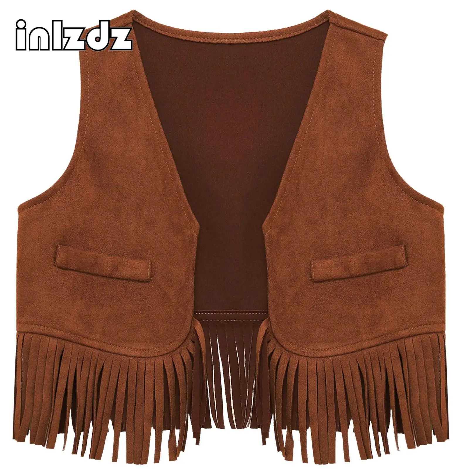 

Baby Boys Girls Western Cowboy Vest Suede Tassels Cowboy Vest Tops Halloween Carnival Party Cosplay Costume Photography Prop