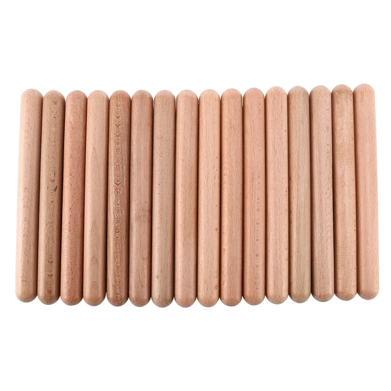 8 Pairs Classical Wood Claves Musical Percussion Instrument Natural Hardwood Rhythm Sticks Percussion Rhythm Sticks Children Mus