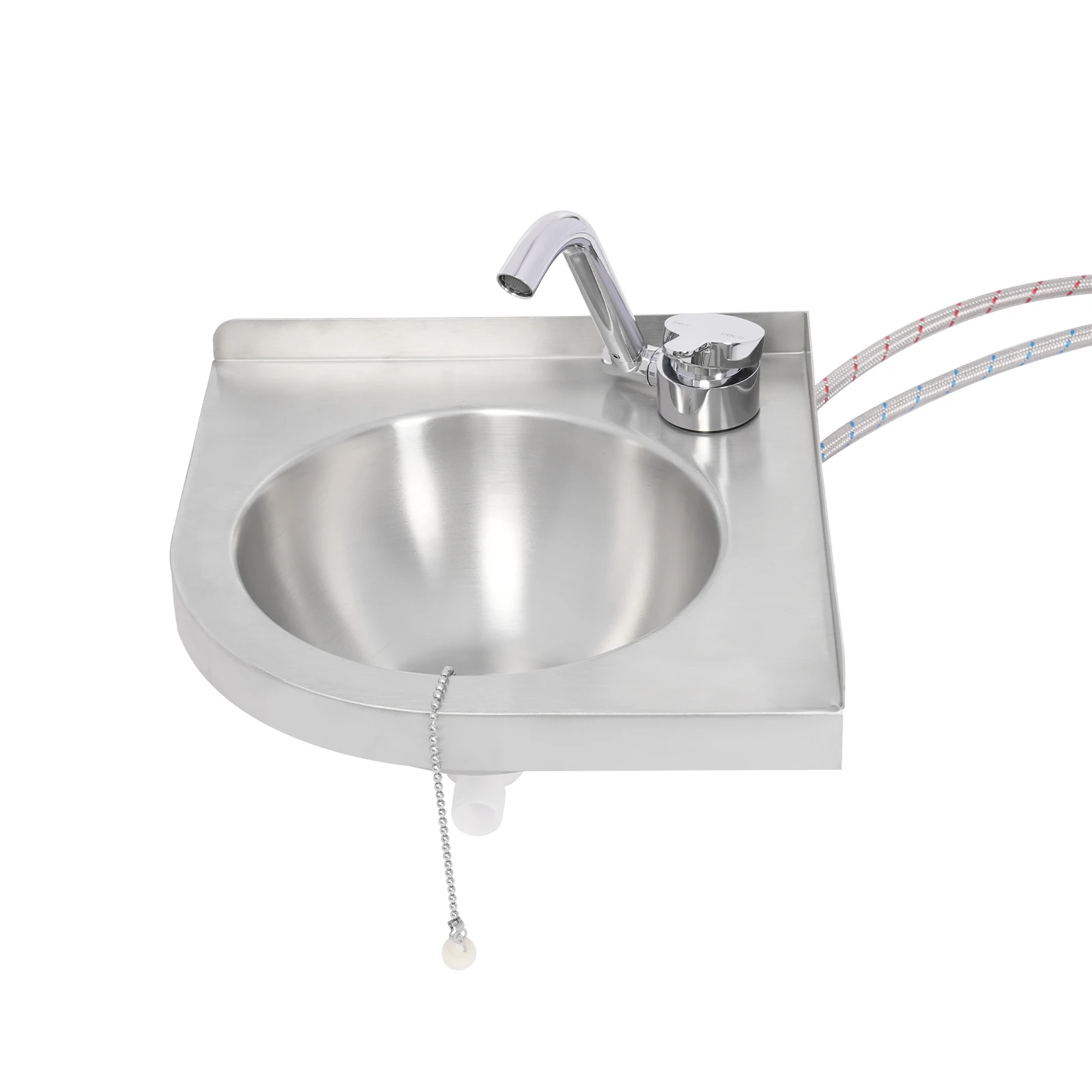 حوض RV مثبت على الحائط مع صنبور، وعاء واحد 304 حوض غسيل من الفولاذ المقاوم للصدأ