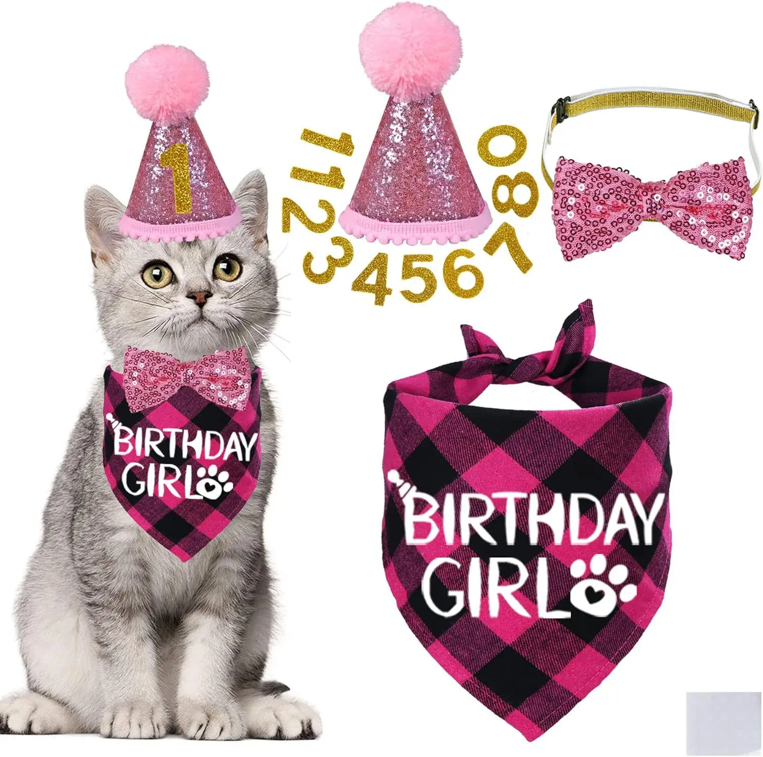 Cat Birthday Party Supplies, with Hat Scarfs Tie Birthday Number Cat  Bandana Cat Themed Birthday Party Decor