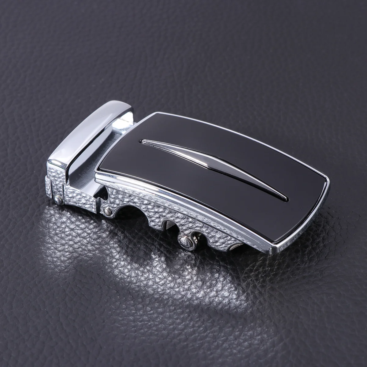 

Business Men Alloy Ratchet Belt Buckle 3.5cm Black Automatic Scratch Resistant Belt Buckle for Professional Dress