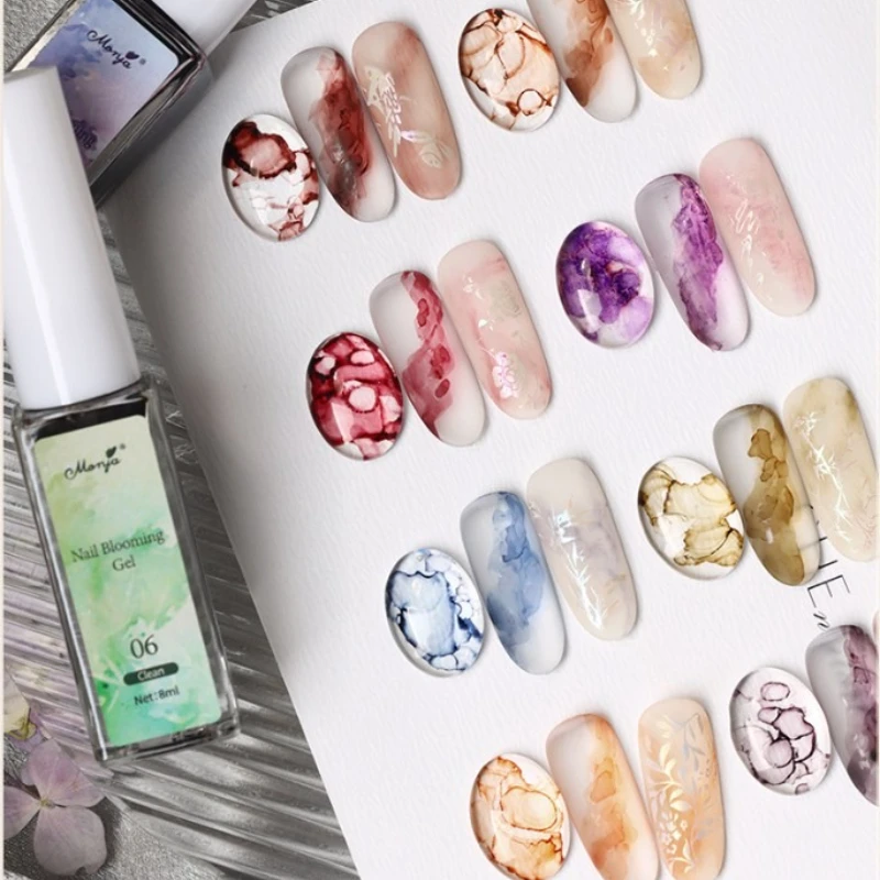 8Colors Purple Blue Red Blooming Gel Nail Polish Watercolor Ink Nail Paint Gel Lacquer Blossom Nail Gel Varnishes for Manicure