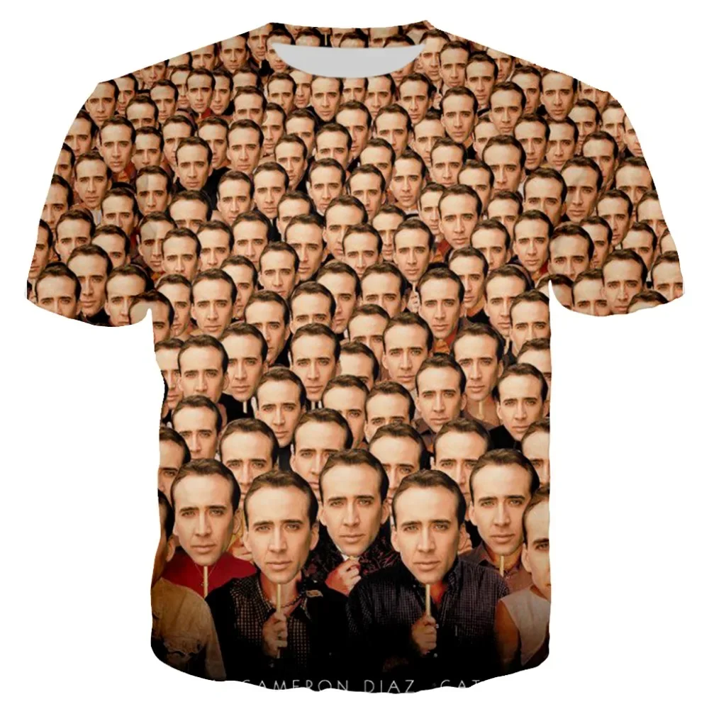 20234 New Funny Nicolas Cage 3D T Shirt  Men Women Summer Pattern T Shirt Casual Round Neck Harajuku Short Sleeves