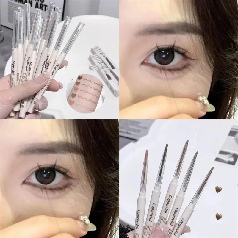 Penna Gel per Eyeliner con baco da seta sdraiata opaca impermeabile non fiorita matita per Eyeliner ad asciugatura rapida penna per ombretti marrone da tè