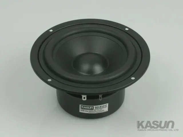 1 шт. Kasun QA-5101F 5-дюймовый драйвер среднего диапазона динамика, черный полипропиленовый конус, экранированный, 8 Ом, 90 Вт, Fs = 65 Гц, наружный диаметр = 147 мм