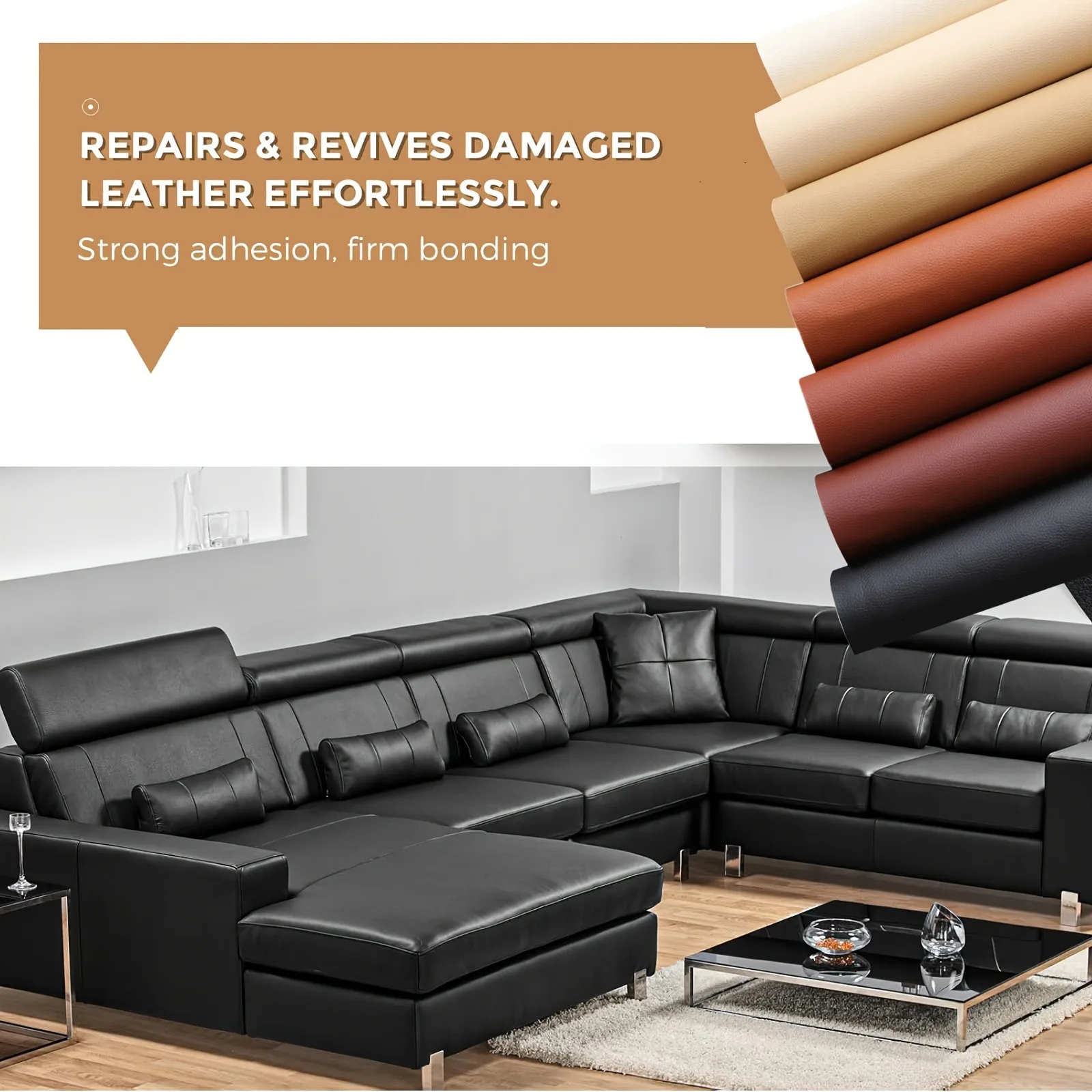 

High Sticky Fix Artificial PU Leather Tape for Sofa Chair Car Seat Wear-resistant Thick 1MM Self Adhesive Leather Repair Patch