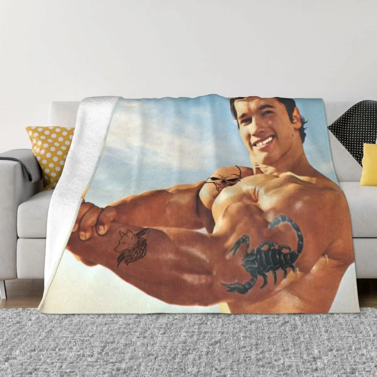 

arnold schwarzenegger Throw Blanket Sleeping Bag halloween Bed Fashionable fluffy Blankets