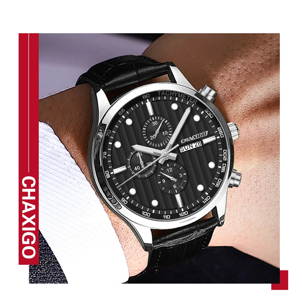 

CHAXIGO Men's Business Leather Strap Watch, 3ATM Water Resistance, Luminous Hands and Lightweight Design