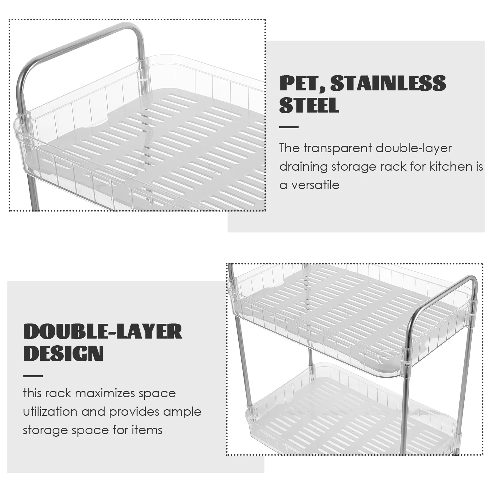 

Double layer Draining Cup Holder Transparent 2 tier Kitchen Bathroom ganizer Storage Rack for Cups Plates Sundries Shelf