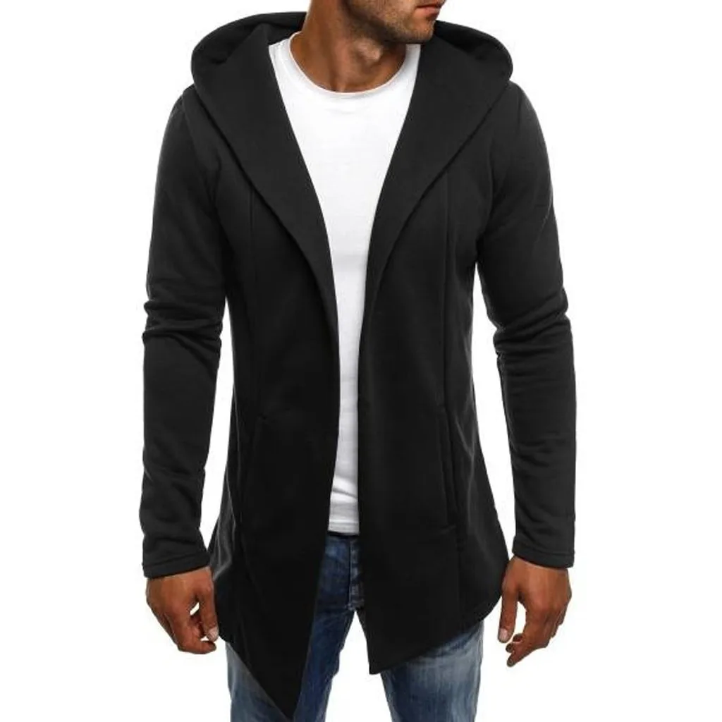 

Men's Splicing Hooded Fashion Casual Solid Color Trench Coat Jacket Cardigan Zipper Long Sleeve Sweatshirt Outwear Blouse