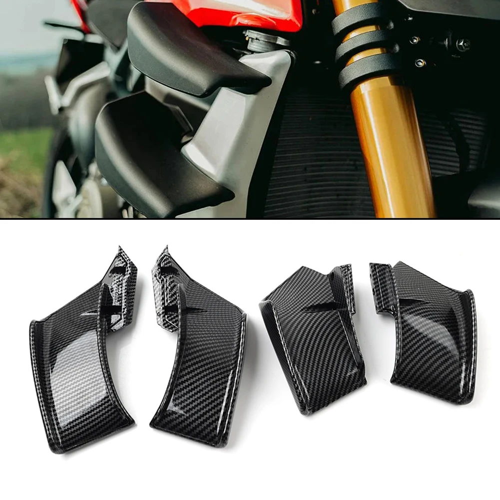 4PCS Motorcycle Winglets Fixed Wings Spoiler Carbon Fiber For DUCATI Streetfighter V4 V4S V4SP 2020-2023 V2 2022-2023