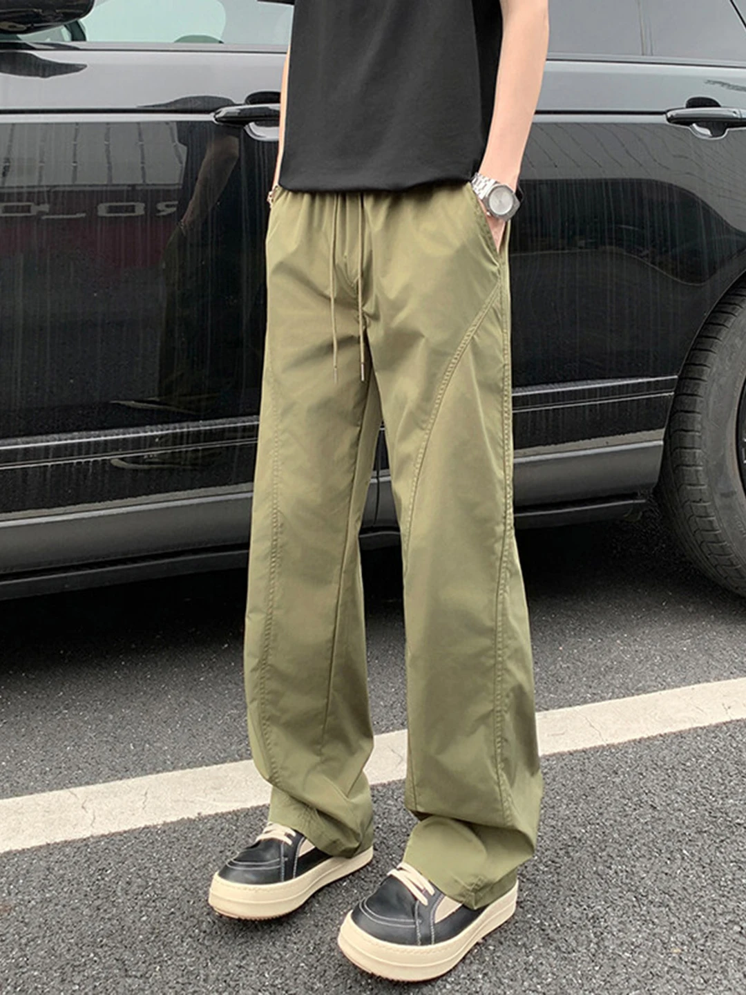 

Qui Dry Cargo Pants Men's Summer Thin Ice Silk Waterproof Outdoor Sports Pants Loose Fit Straight Leg Casual Trousers