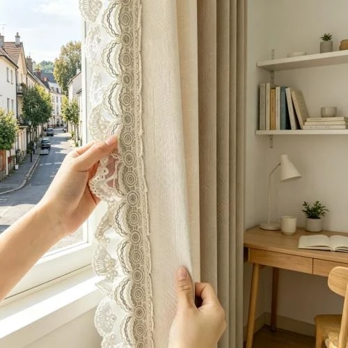 White Coffee French Modern Floral Lace Jacquard Luxury Curtains for Living Room Bedroom Dining Blackout Tulle Window Custom Size
