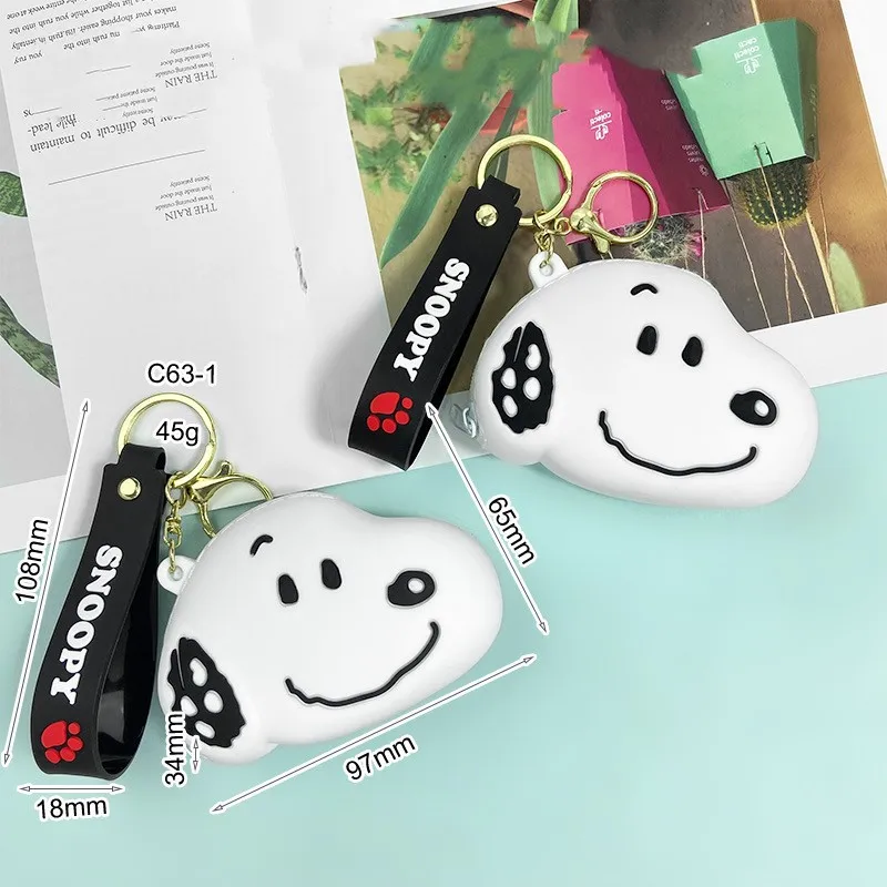 Snoopy Keychain Coin Purse Kawaii Miniso Japanese Student Cartoon Silicone Coin Purse Children's Backpack Pendant