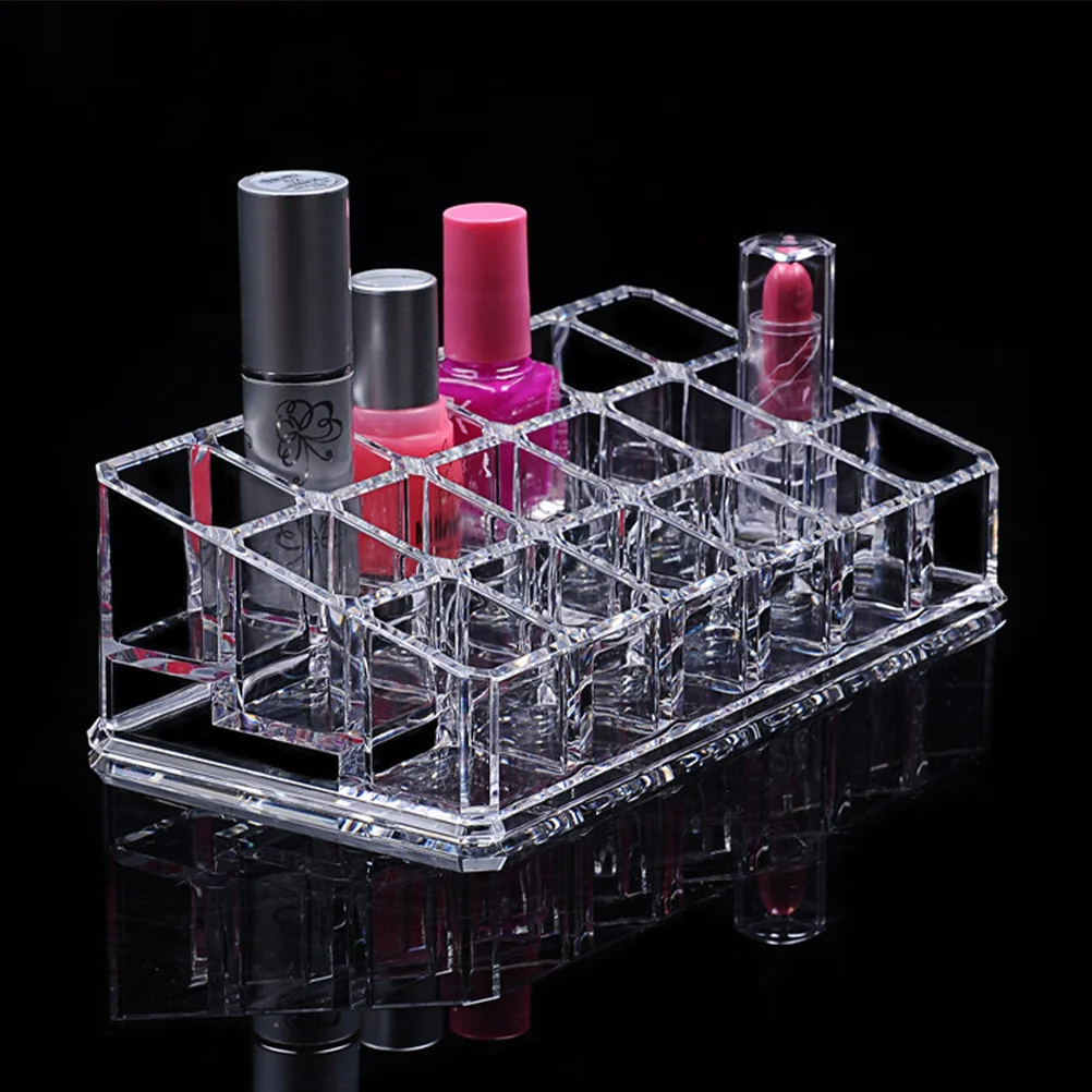 18-Grid Transparent Lipstick Organizer Display Stand Desktop Makeup Storage Box Holder for Lipsticks Essential Oils