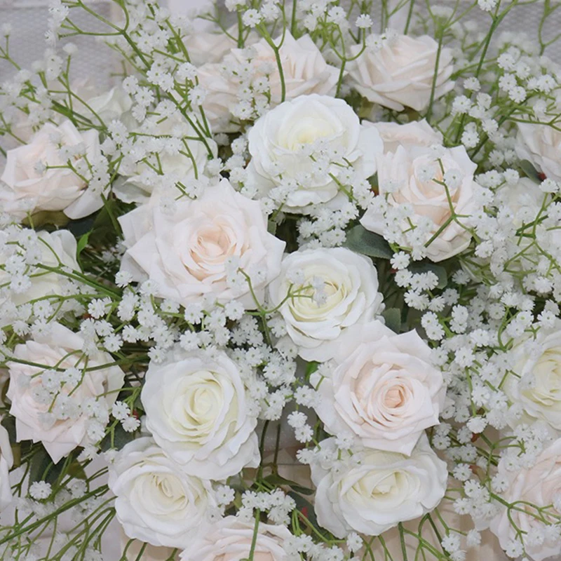 80/70/60/55/40cm White Baby Breath Rose Flower Ball Wedding Table Centerpiece Deco Gypsophila Artificial Floral Party Event Prop