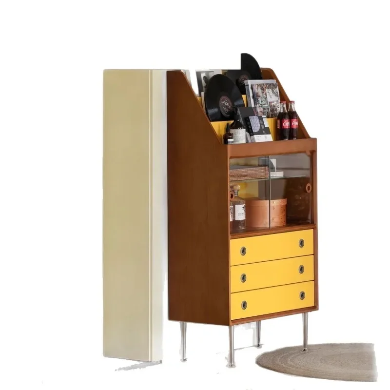 

Medieval living room sofa TV solid wood side cabinet display cabinet bedroom Japanese storage locker