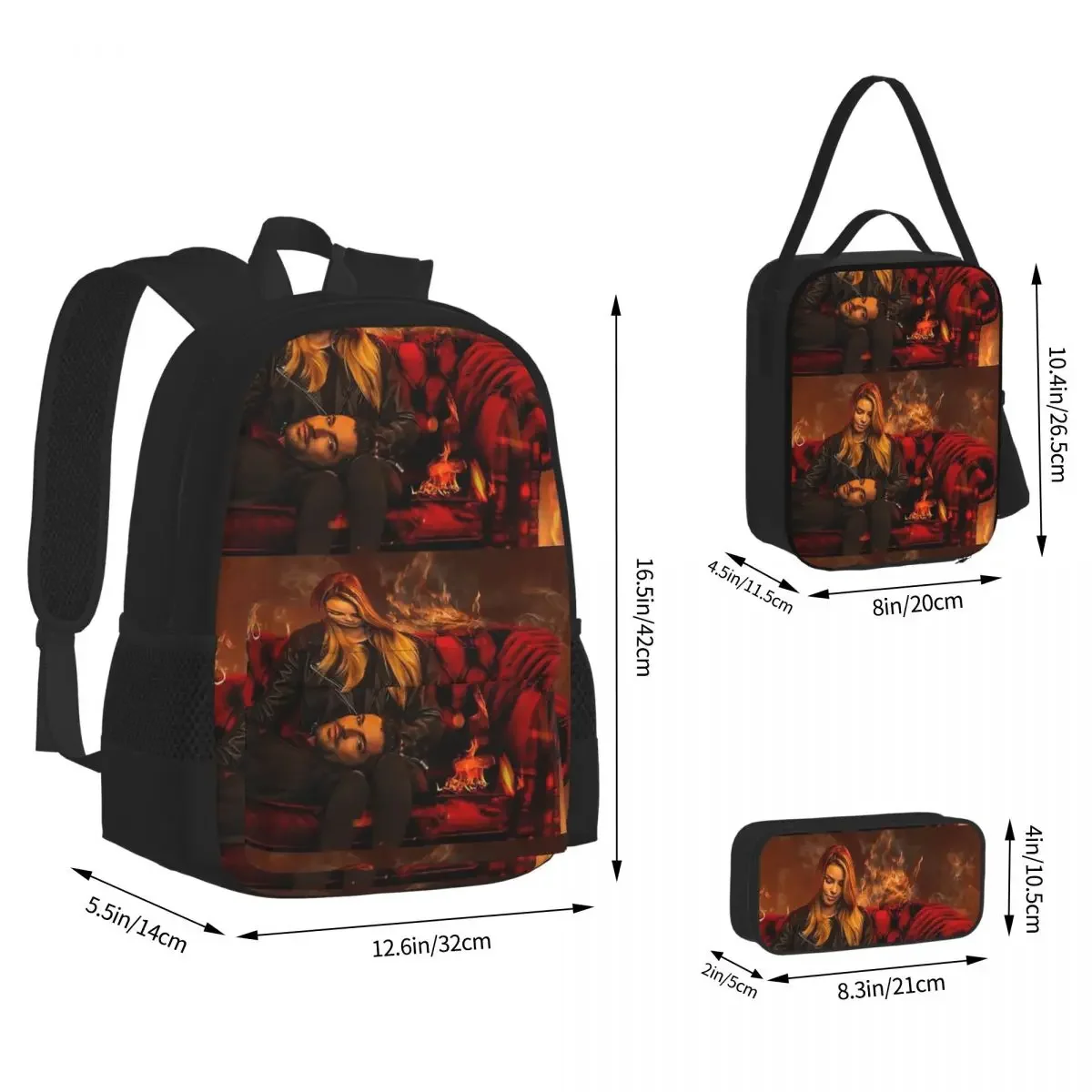 Lucifer Morningstar Backpacks Boys Girls Bookbag Children School Bags Cartoon Kids Rucksack Lunch Bag Pen Bag Three-Piece Set