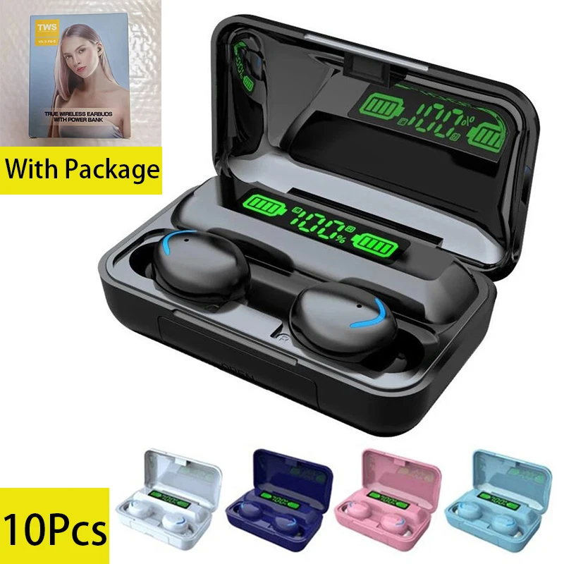 

10Pcs LED Display Mini BT Headsets Wireless Earbuds 5.1 IPX7 Waterproof Big LED Earphones TWS Consumer Electronics