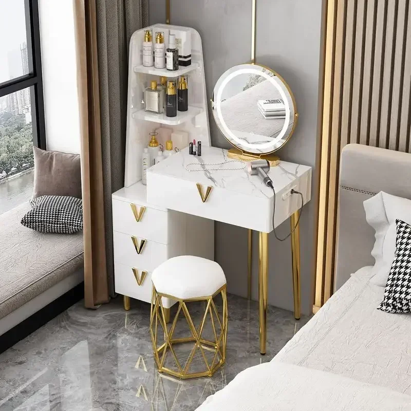 

Luxury Dressing Tables Drawer Storage Dressers Smart Mirror Modern Vanity Makeup Table Tocador Maquillaje Bedroom Furniture