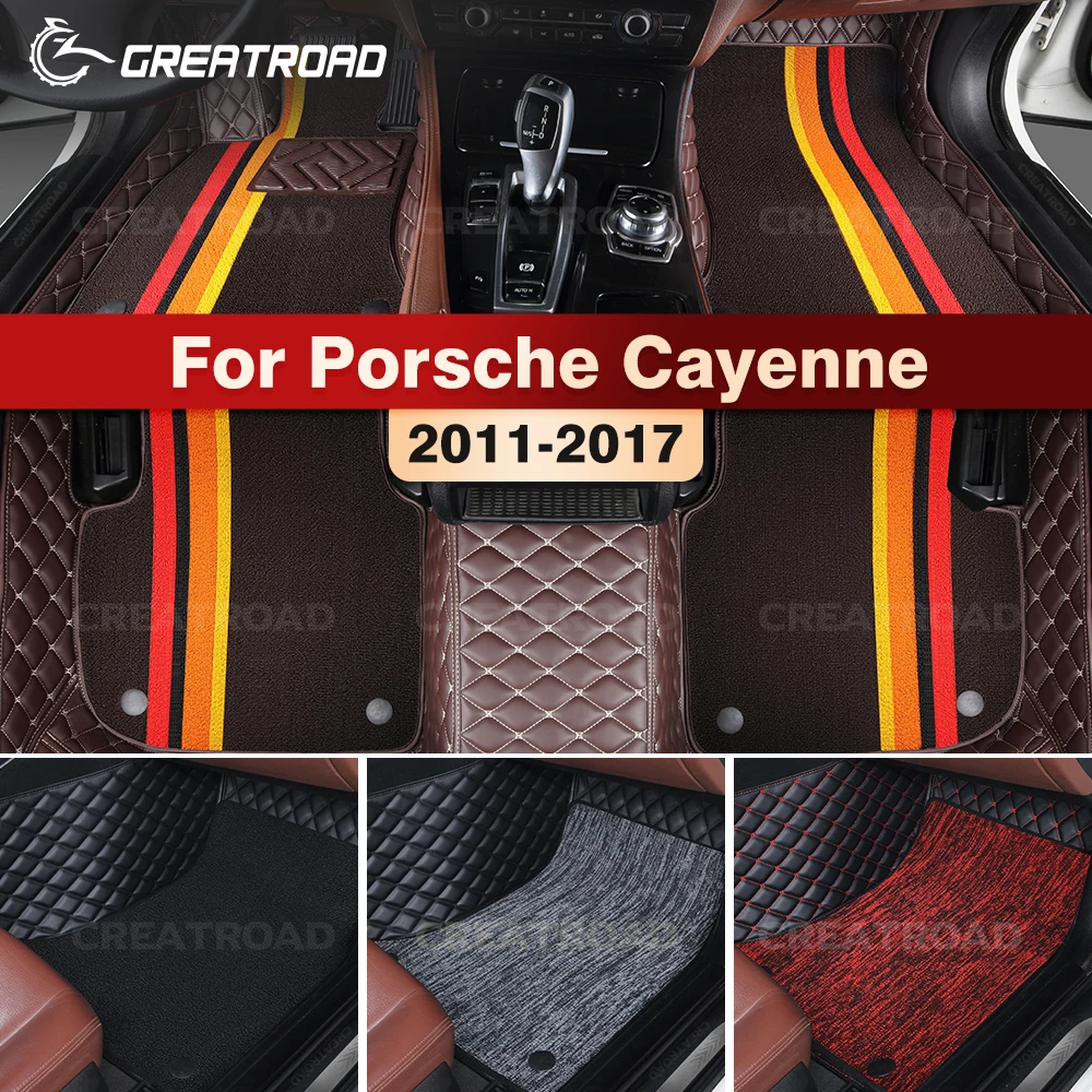 

GREATROAD For Porsche for Cayenne 2011-2017 Double Layer Car Floor Mats Interior Accessories Auto Carpet Cover Custom