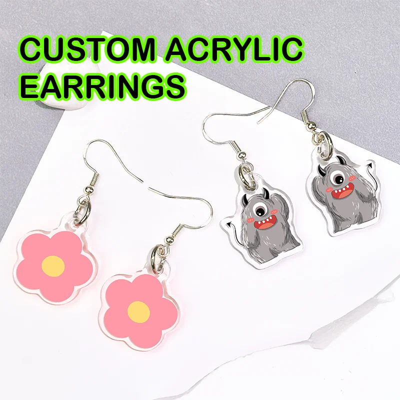 

1Pair Custom Earrings Clear Acrylic Accessorie Cartoon Design Customized AnimePendientes Earrings For Women Charms Personalized