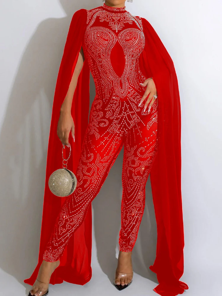 

Женский сексуальный прозрачный однотонный прозрачный сетчатый комбинезон со стразами и длинными рукавами