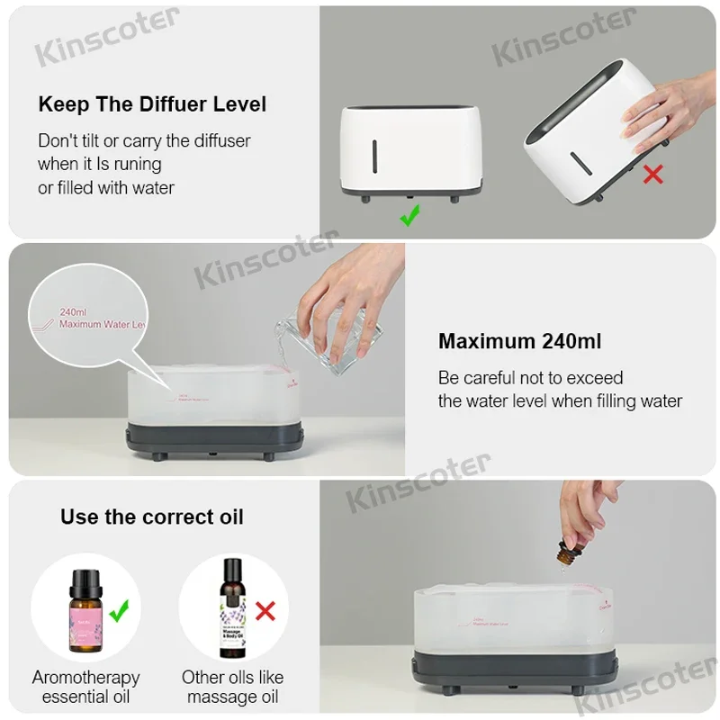 Diffuser Simulated Flame Air Humidifier Fragrant Essential Oil Diffuser Sprayer With Remote Control