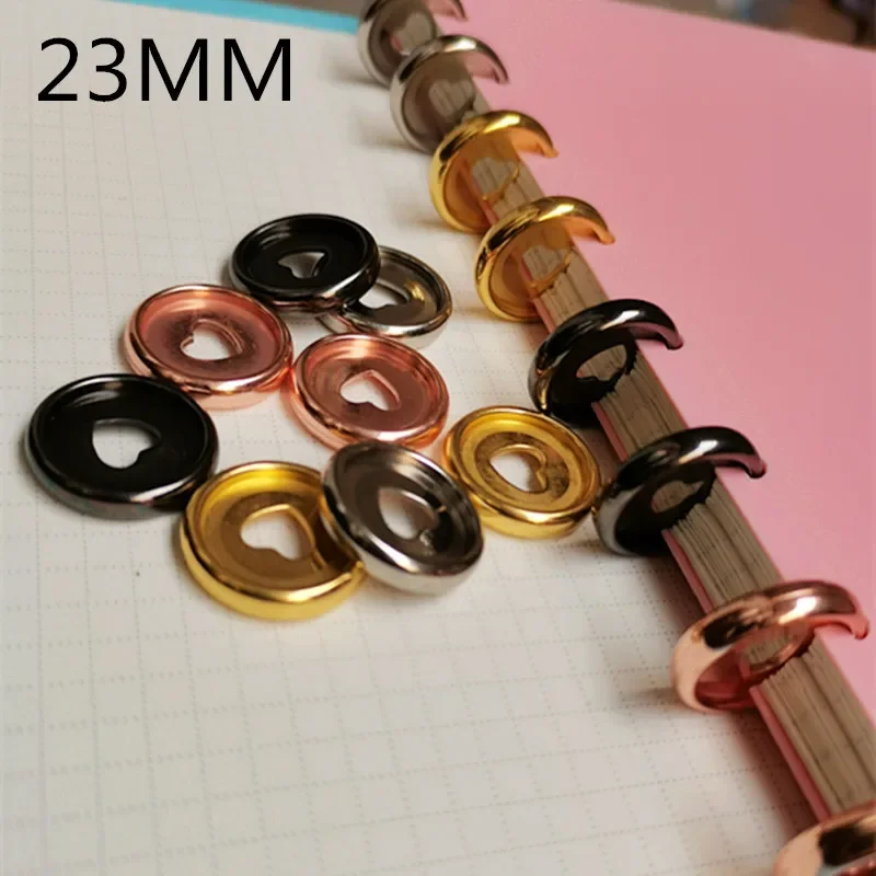 Electroplating plastic binding ring 100PCS23MM notebook mushroom hole peach heart button accessories binding loose-leaf button