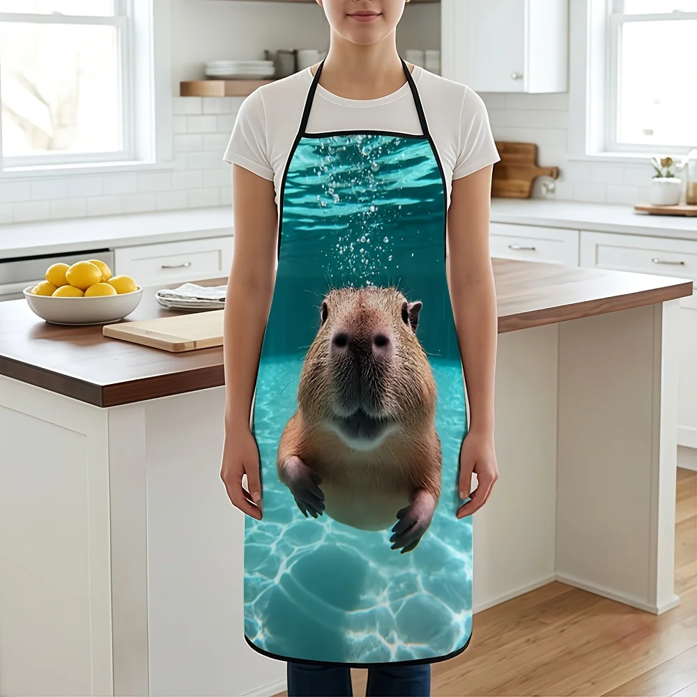 Cute Beaver Underwater Funny Apron Kitchen Cooking Apron for Women Men Novelty Gift