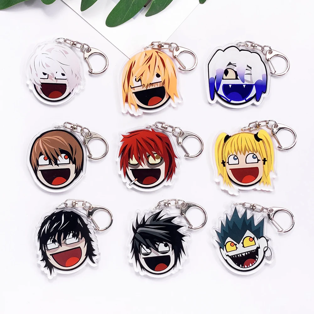 9Pcs Anime Figures Death Note Acrylic Car Keychain Accessories Cute Bag Charm Funny Backpack Pendant Key Ring Gifts For Friends