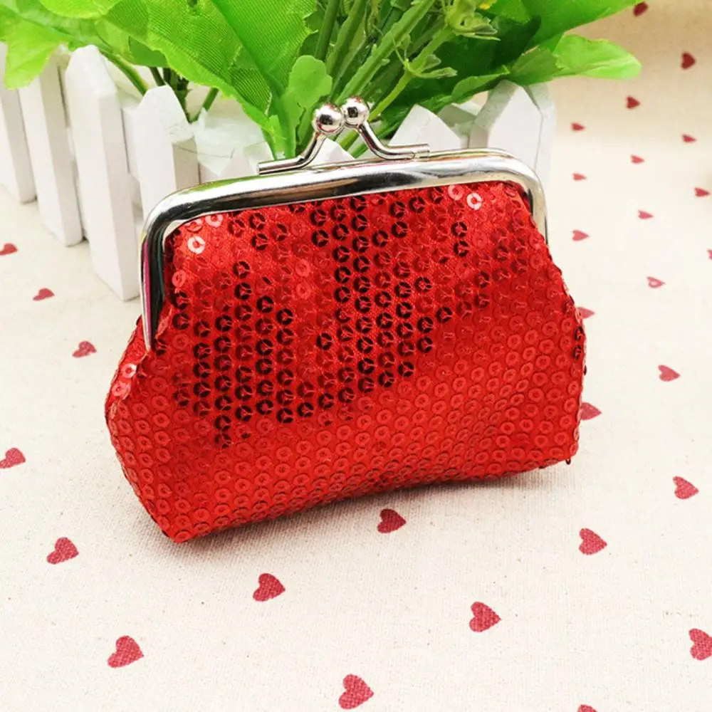 Elegant Card Holder Sequin Coin Purse Money Bag Kiss Clasp Lock Small Purse Bag Keyring Handbag Clutch Lipstick Bag Male