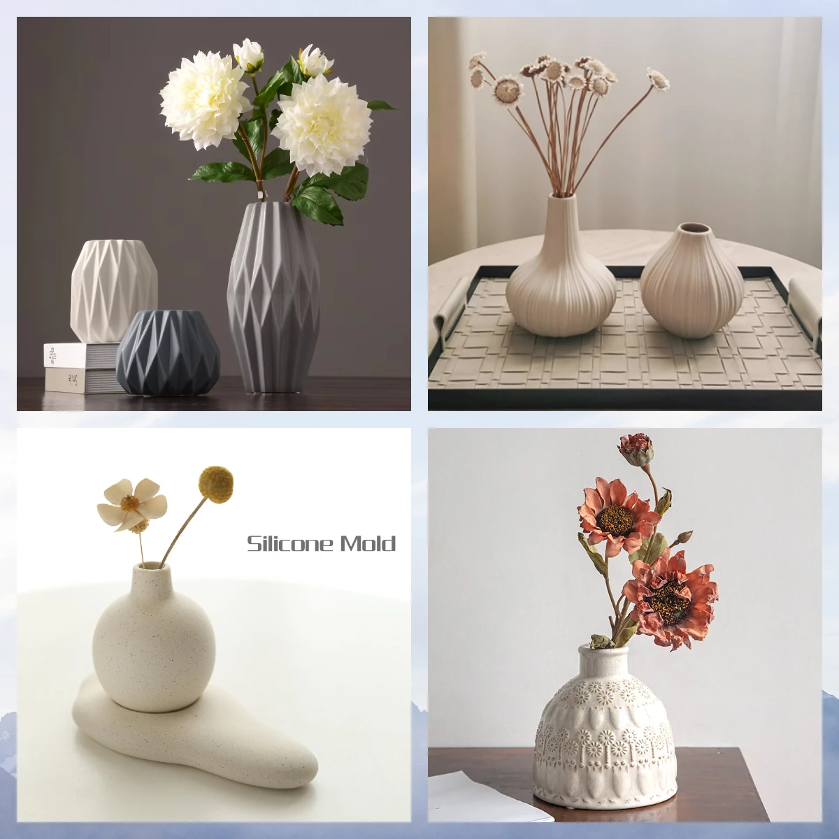 

Round and Square Concrete Planter Silicone Mold, Clay Craft, Home Office Decoration, Potting Succulents, Cement Vase, Silicone M